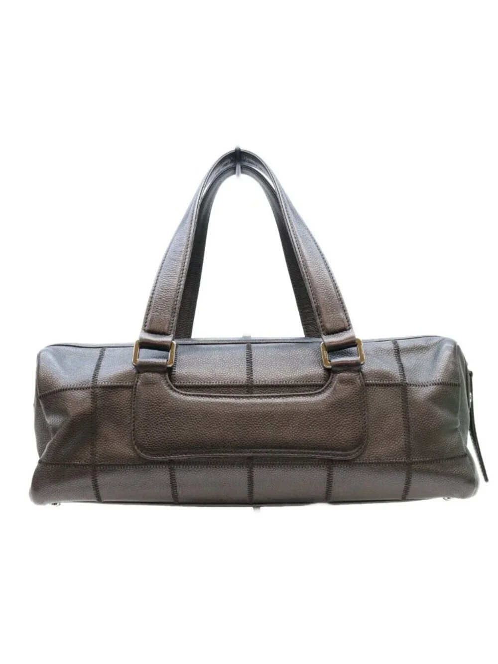 Chanel Black Caviar Choco Bar Silver Mini Boston Bag